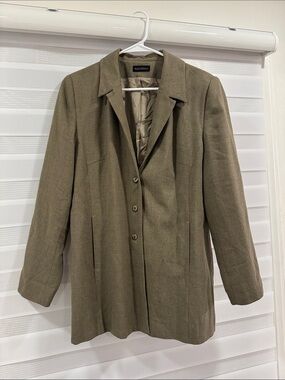 Wool-Blend Olive Single-Breasted Blazer Jacket